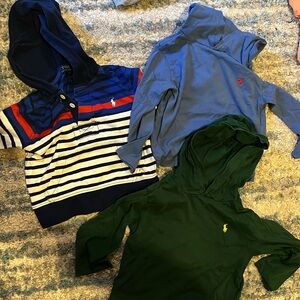 Size 2T polo Ralph Lauren, hooded long sleeve boys shirts